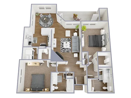 Floor plan 2 Bed, 2 Bath C