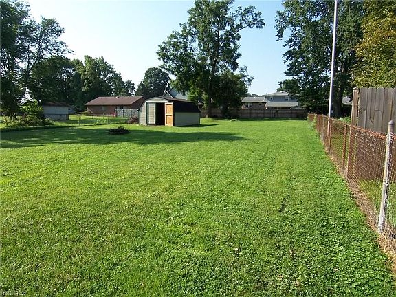 Extra large fenced level yard plus storage building.