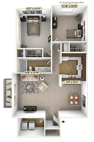 Floor plan Two Bedroom Cypress Deluxe