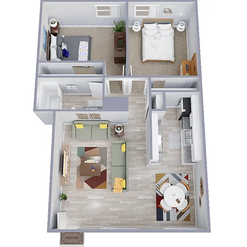 Floor plan Two Bedrooms, One Bathroom