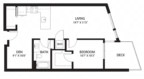 Floor plan D10 1x1 + Den