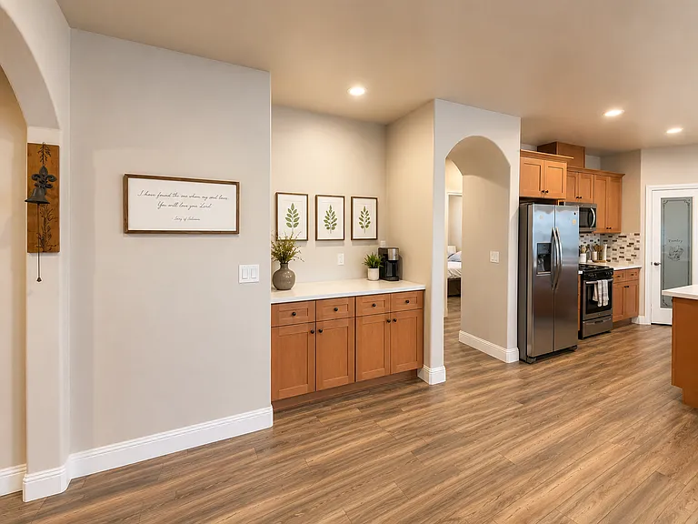 Wet bar and kitchen