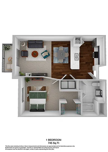 Floor plan 1X1 B