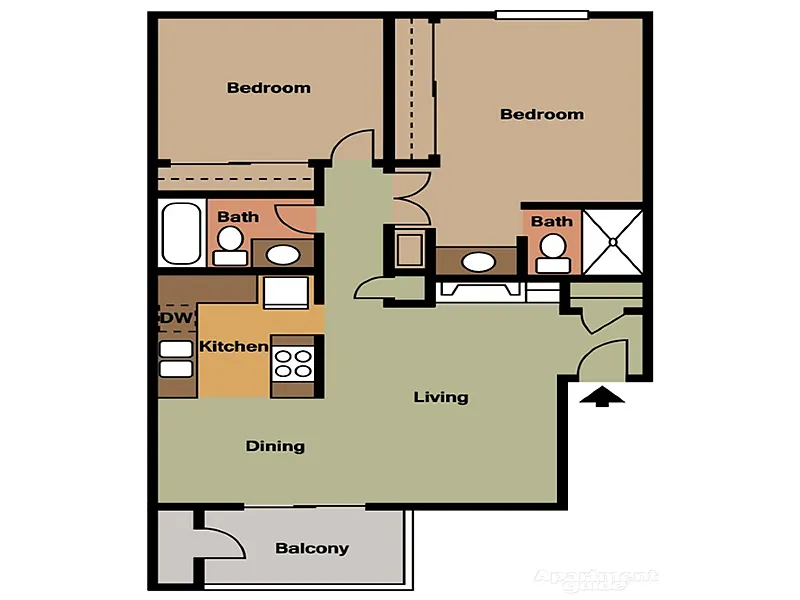 Floor plan 2 Bedroom 2 Bathroom