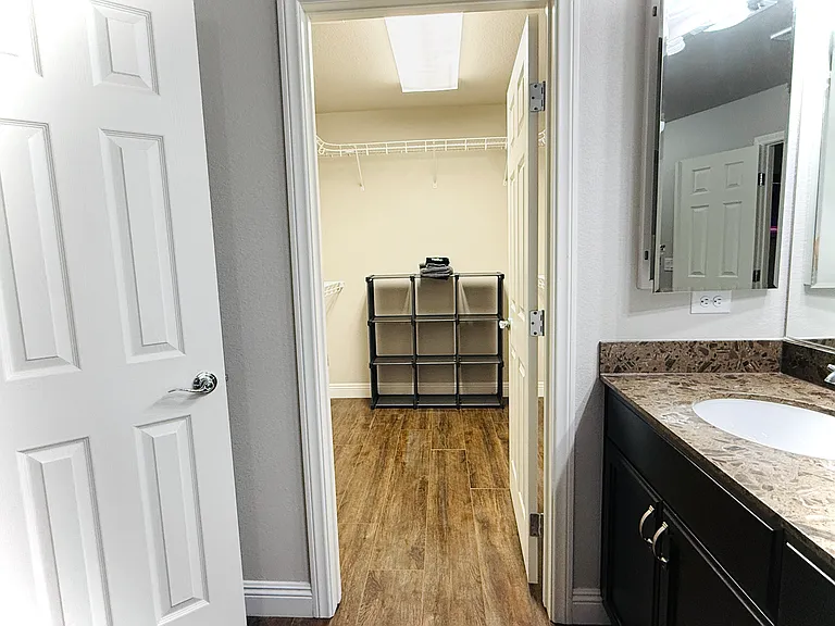 3rd Floor Master Bath has dual sinks, makeup mirror w/ magnification, shower, walk-in closet to make life easy.