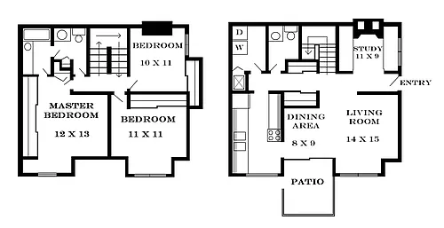 Floor plan 3 Bedroom 1600 SF