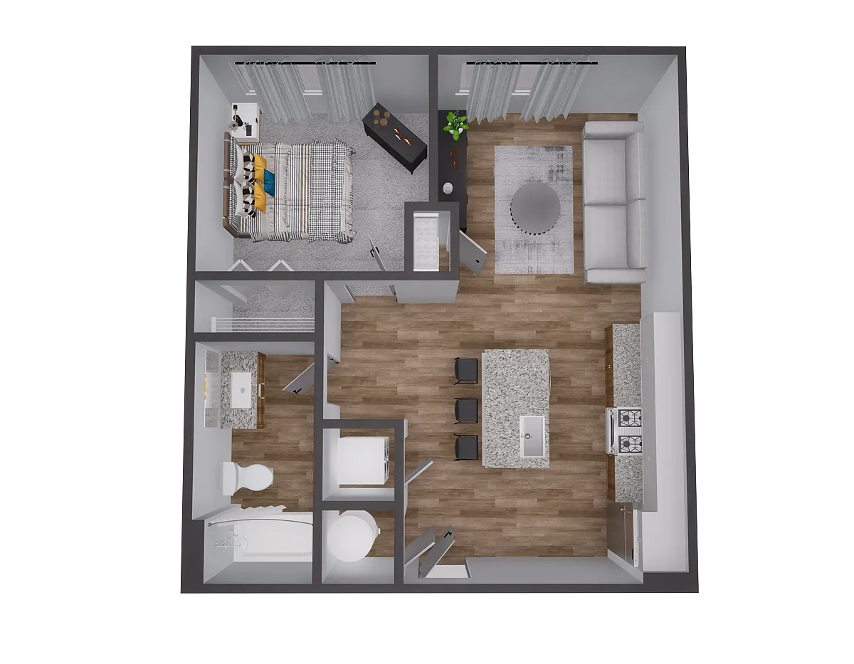 Floor plan 1x1 - 627sqft - A9 - Mod