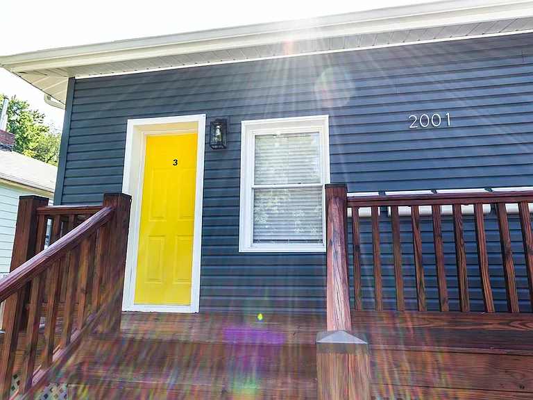 Exterior Newly Painted and Stained Front Deck