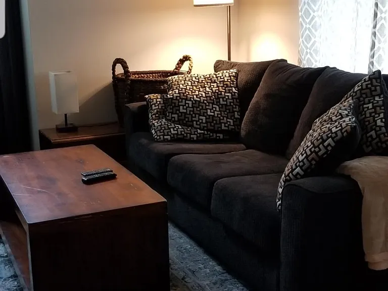 lighting at the couch area in the late afternoon.