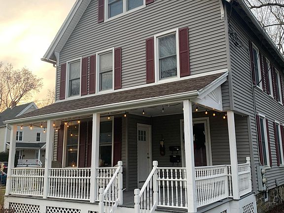 Front of the house with new front porch