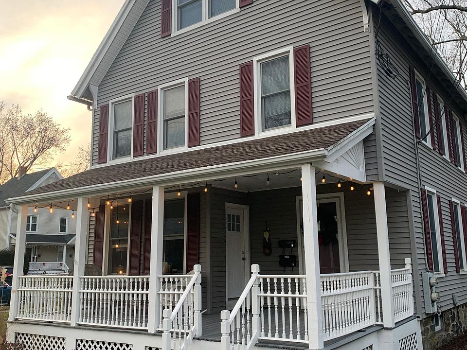 Front of the house with new front porch