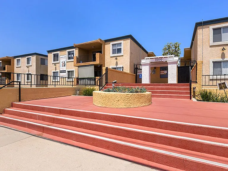Entrance to 19119 Riverbridge Apartments.