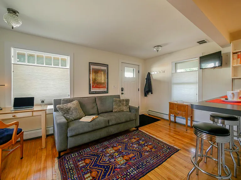 1st floor open floor plan. Sofa pulls out to a bed (and it's very comfortable).