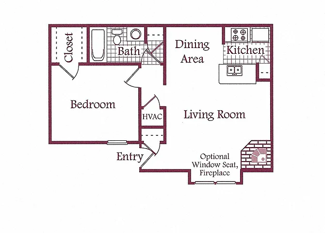 Floor plan A1 One Bed One Bath