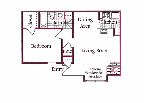 Floor plan A1 One Bed One Bath
