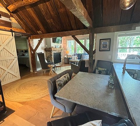 Kitchen into living area