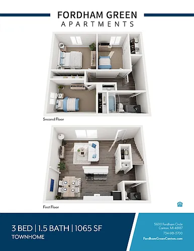 Floor plan 3 Bedroom 1.5 Bathroom Townhouse