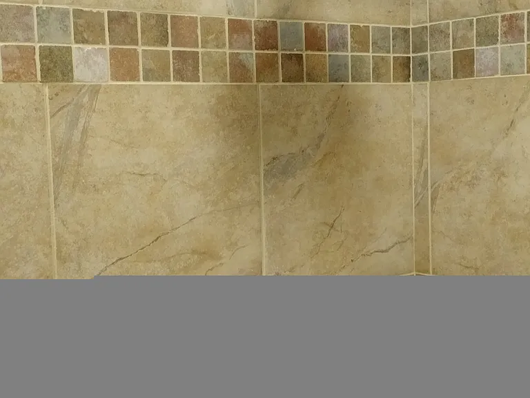 Shower. Sorry for the poor photo, but it is very nice tile work, with a high shower head.
