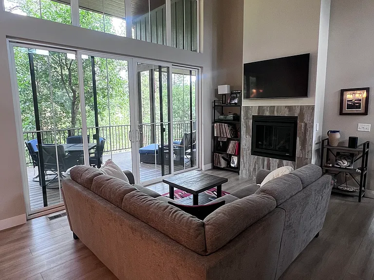 Gas fireplace and TV