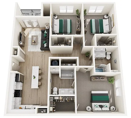Floor plan 3 Bed, 2 Bath