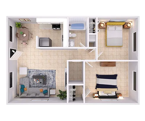 Floor plan 2x1R