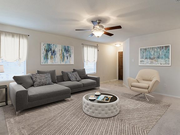 Spacious gathering room with large windows