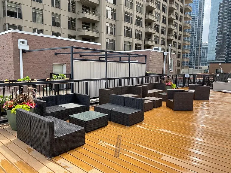 Rooftop deck with gas grills southwest view