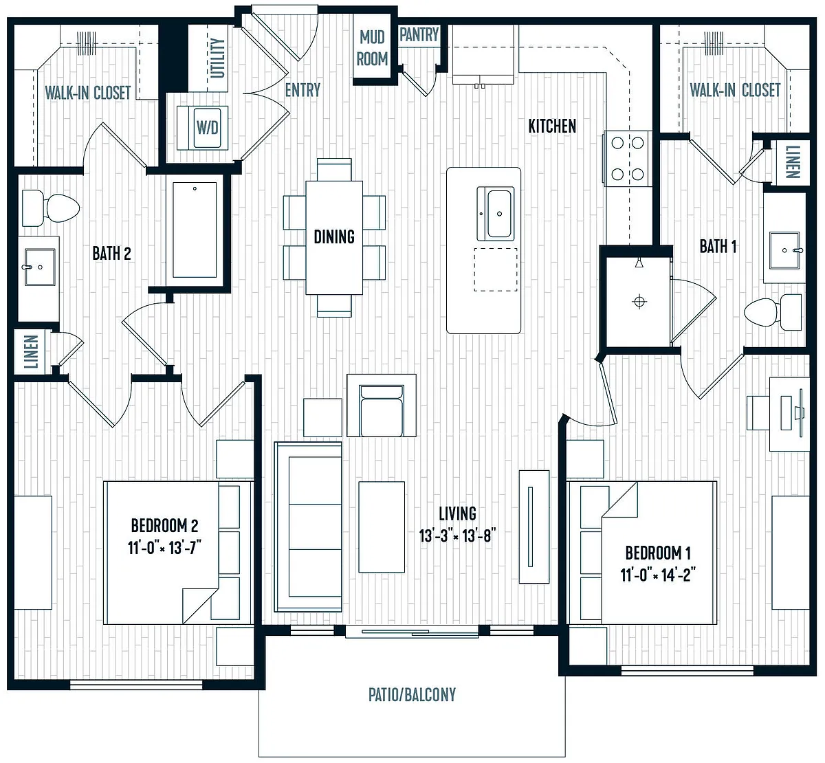 Floor plan B Two Bedroom