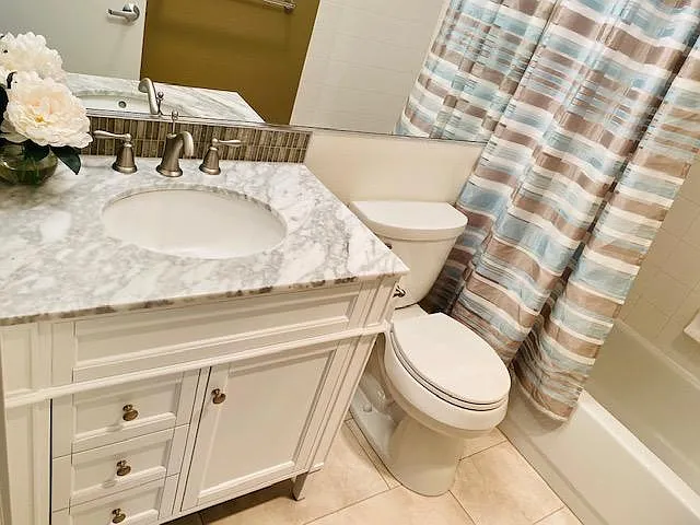 New Vanity, Toilet and Tiles Floor.