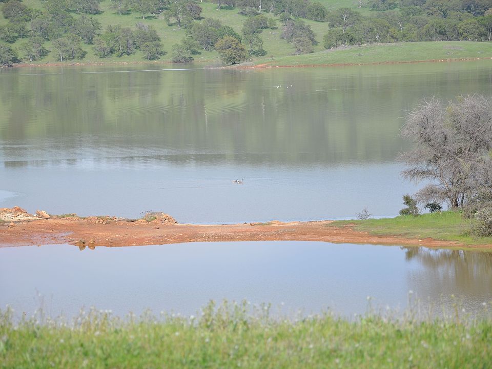 view from patio, lake full