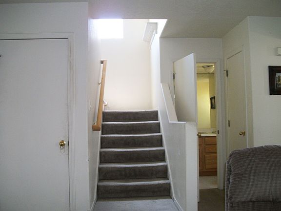 Stairs up and down, 1/2 bath