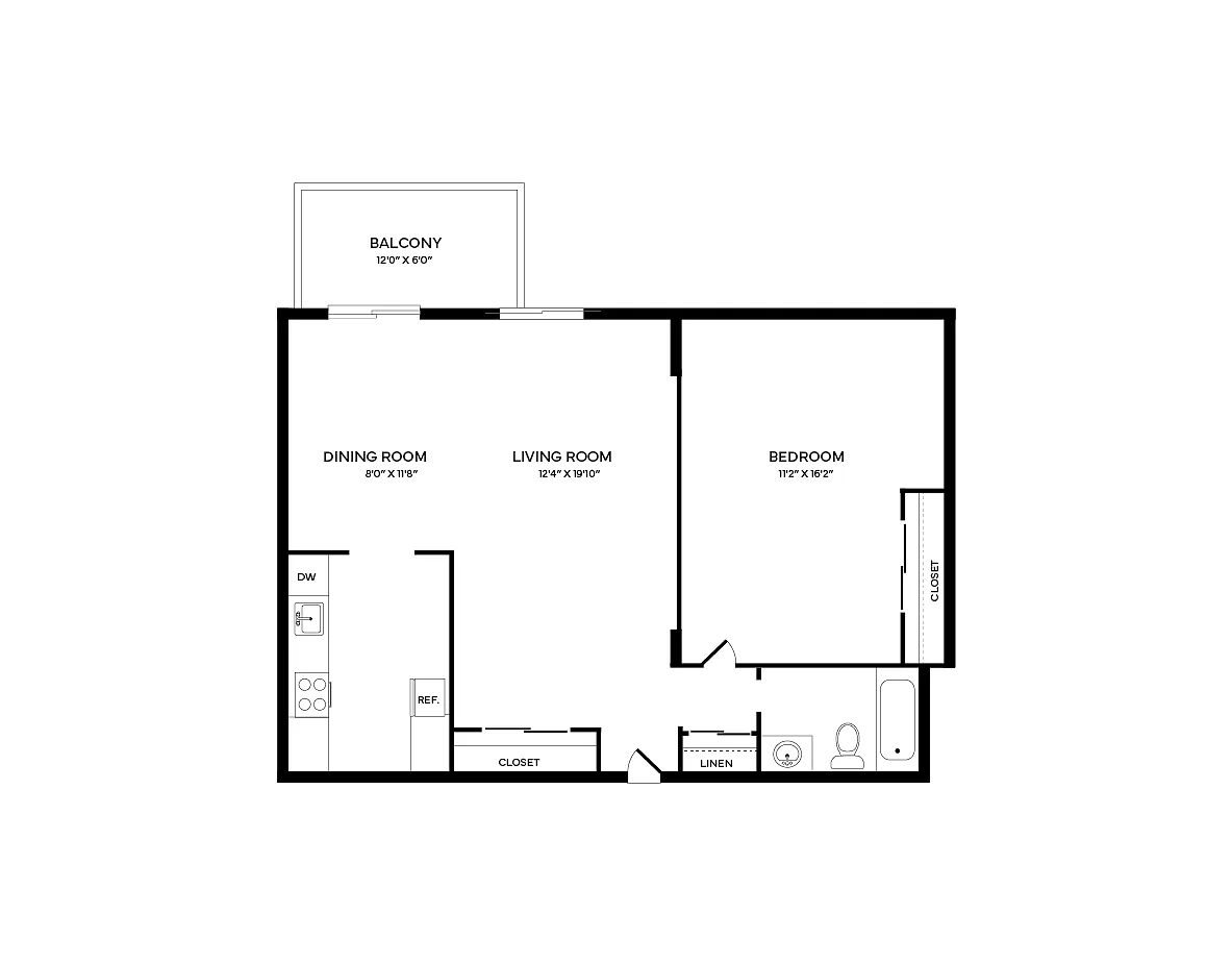 Floor plan 1 Bedroom A