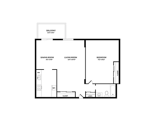 Floor plan 1 Bedroom A