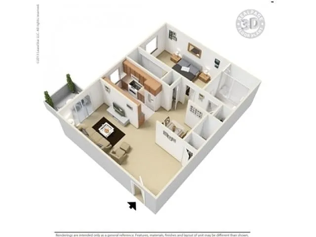 Floor plan One Bedroom/One Bath