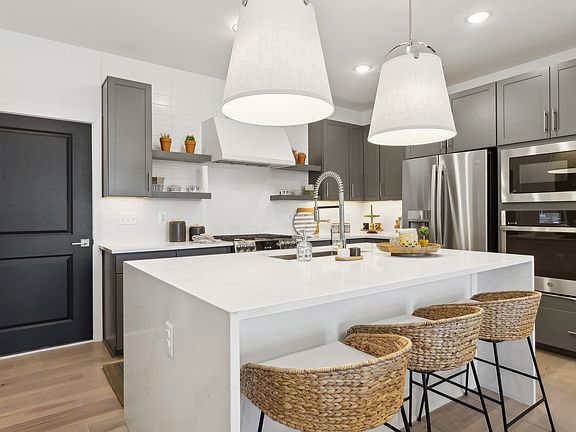 Kitchen with waterfall edge island
