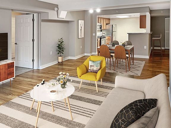 Large living room and kitchen at West End Residences