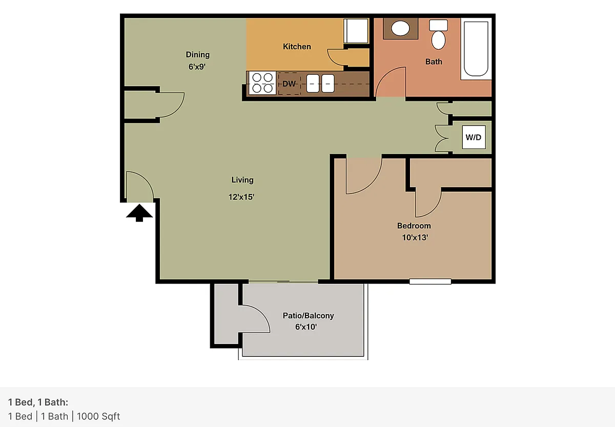 Floor plan 1 Bedroom Apartment