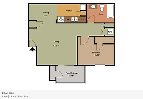 Floor plan 1 Bedroom Apartment