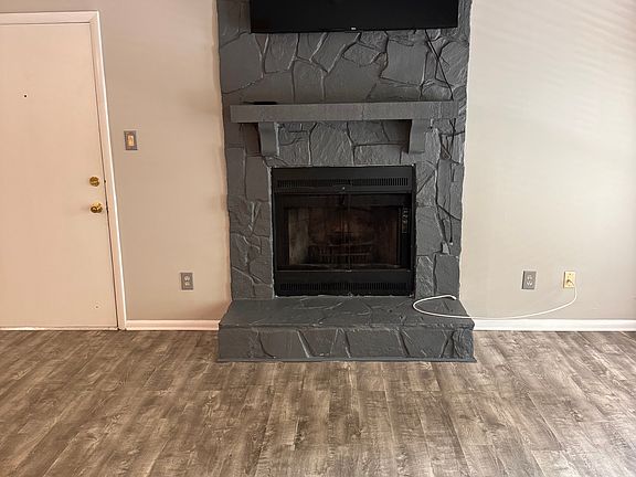 Family room with fireplace view