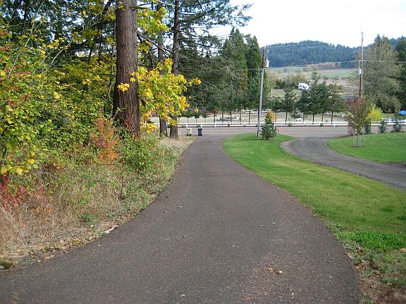 Looking down driveway