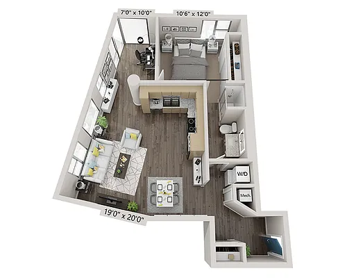Floor plan One Bedroom A1BD