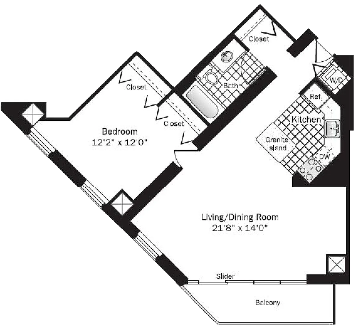 Floor plan UNIT 4 (1BR/1BA)