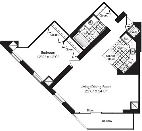 Floor plan UNIT 4 (1BR/1BA)