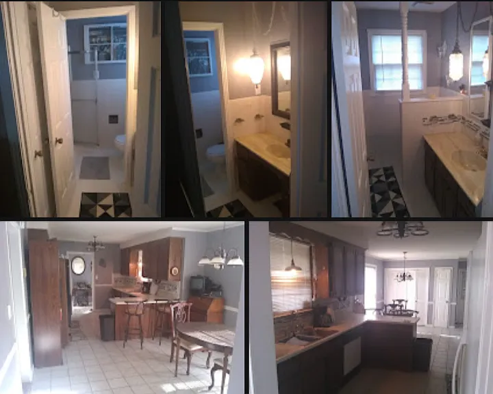 Main floor main bathroom master bedroom bathroom and kitchen and breakfast area