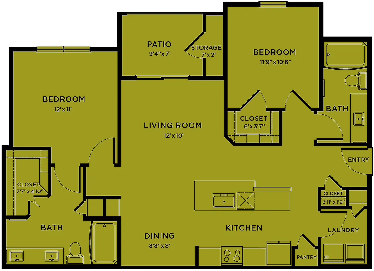 Floor plan B2-Dickinson 80% (Eligibility Restrictions Apply)
