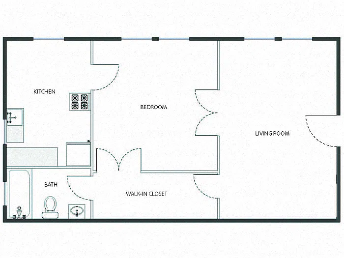 Floor plan 1 Bed / 1 Bath: Type B