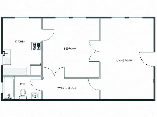 Floor plan 1 Bed / 1 Bath: Type B