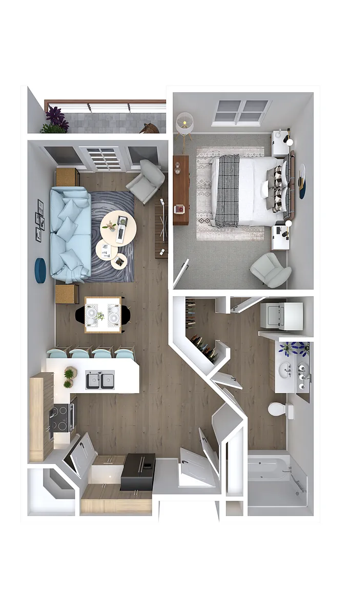 Floor plan Aspen - 1x1