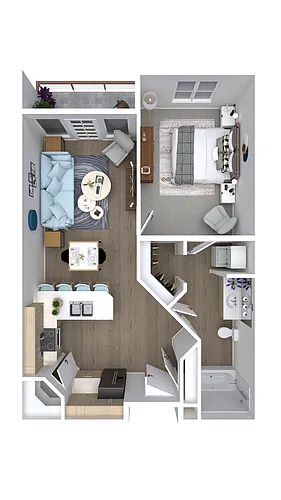 Floor plan Aspen - 1x1