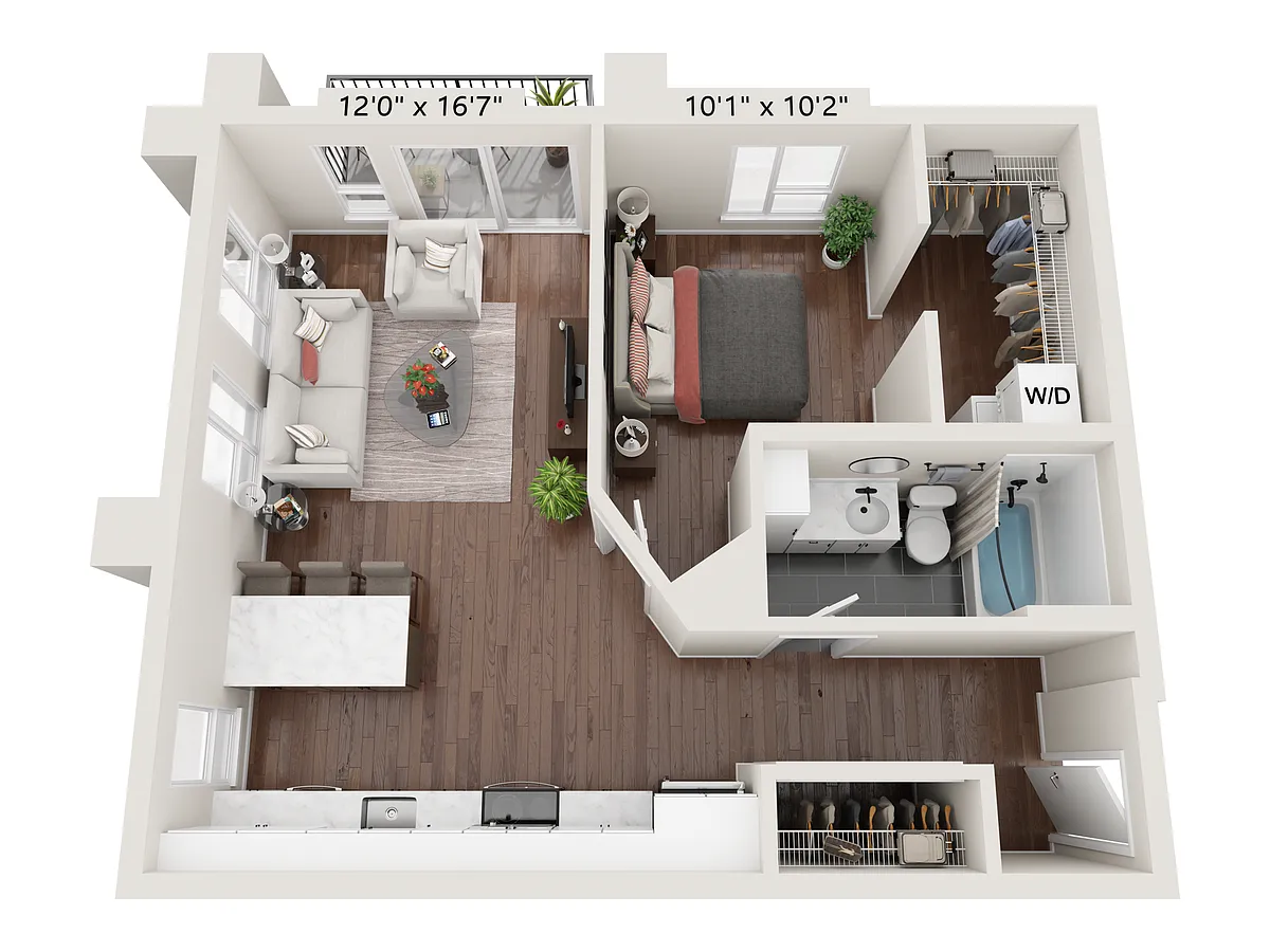 Floor plan One Bedroom 1B-1
